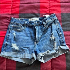 Hollister Blue Jean Shorts Distressed Cut-Off Style